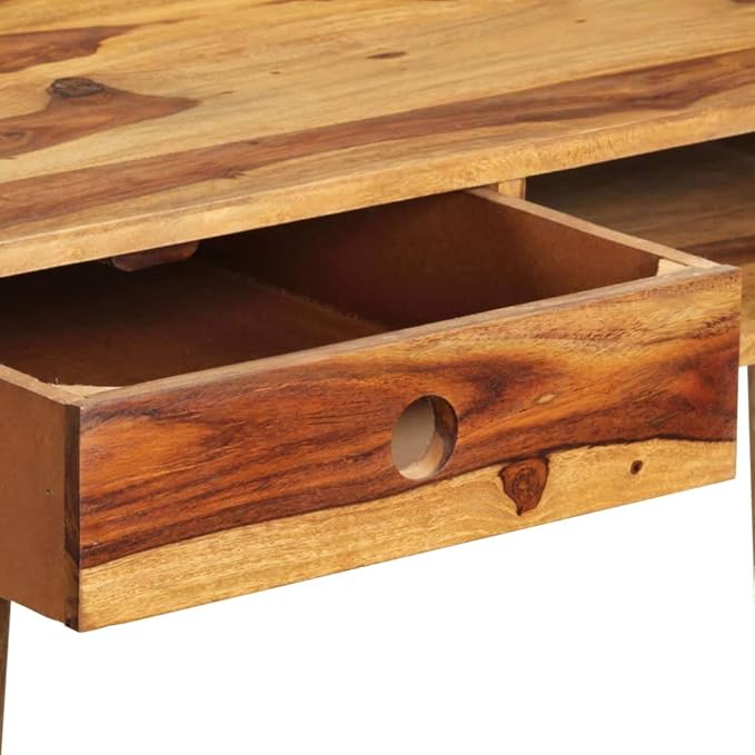 Wooden Writing Computer Desk with 3 Storage compartments Home Office Desk Writing Study Table PC Desk Workstation for Bedroom 43.3x21.7x29.9 Solid Sheesham Wood