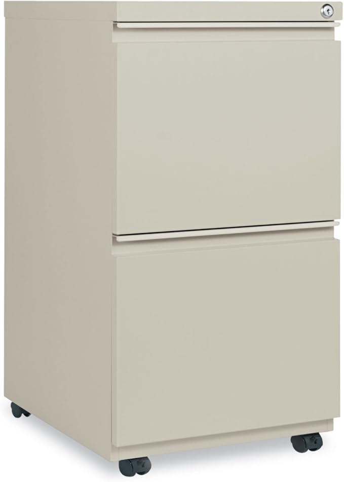 Alera PBFFPY Two-Drawer Metal Pedestal File with Full-Length Pull 14 7/8w x 19 1/8d Putty