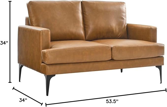 Modway Evermore Vegan Leather Upholstered Loveseat Tan