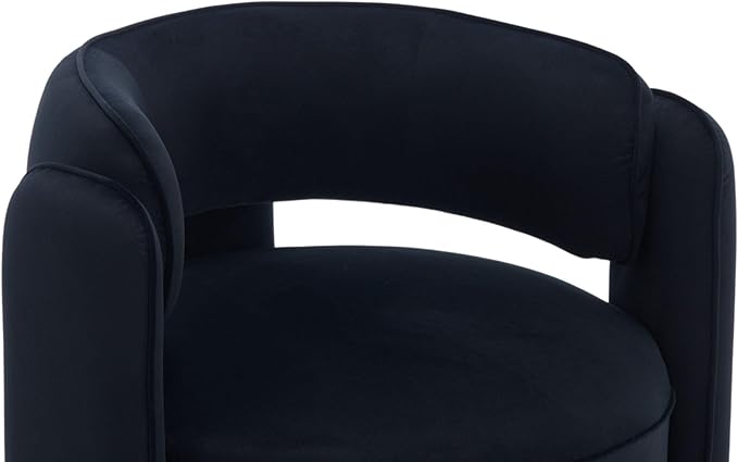 VESCASA Velvet Barrel Accent Chairs with Open-Back Upholstered Side ArmChairs with 3 Legs Modern Single Sofa for Living Room Set of 2 Black