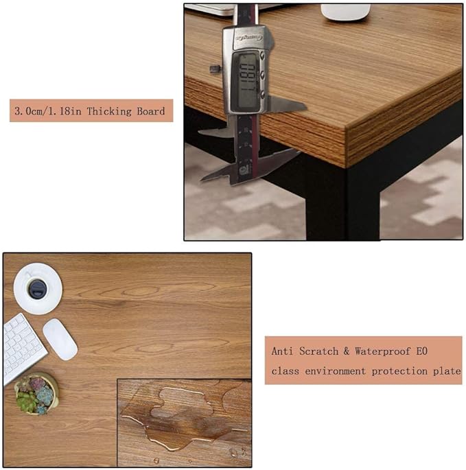 BIBOC 24X55 inches Computer Desk/Dining Table Office Desk Composite Wood Board Sturdy Writing Workstation for Home Office Walnut and Black Legs