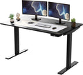 RISE UP dual motor electric standing desk 60x30 black bamboo desktop premium ergonomic adjustable height sit stand up home office computer desk table motorized powered modern furniture small standup