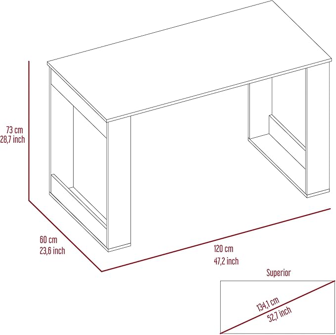 Penau Rectangle Computer Desk Smokey Oak Finish 28.7 Inch High 47.2 Inch Wide 23.6 Inch Deep Compact Design with 1 Shelf Ideal for Home Office and Remote Learning