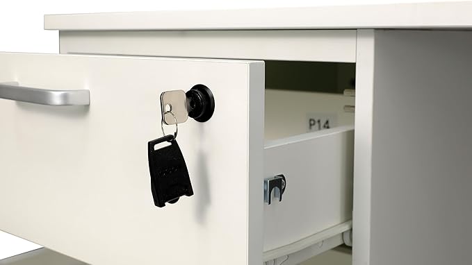 Modern Design Teacher Desk with File Drawer Desk with Locking Drawers by Crafts and Comfort (47 Inch White)