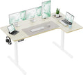 EcoZen Standing Desk Electric Height Adjustable Desk 55 x 33.5 Inches L Shaped Sit Stand up Desk Computer Home Office Desk Memory Preset with Two-Piece Fir Wood Desktop (Natural 55 * 33.5 Inch)