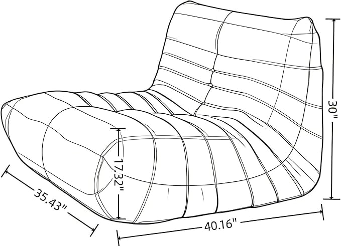Bean Bag Chair - Memory Foam Bean Bag Chair for Adults Comfy High-Resilience Single Sofa Small Space Floor Chair Chaise Lounge for Living Room Bedroom (Beige Wrinkles)