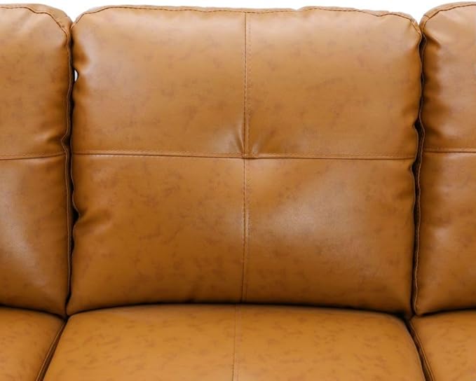 Ginger L-Shaped 3-Piece Faux Leather Sofa with Storage Ottoman Set Sectional Couch Sofa Set for Living Room Office Small Space