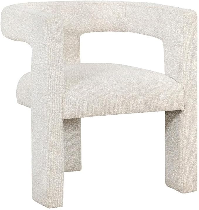 Pemberly Row Modern Fabric Upholstered Accent Side Chair White Bouclé 29.5 H x 26 W x 24.5 D Curved Arms Foam Cushion No Assembly Required Ideal for Living Room or Bedroom