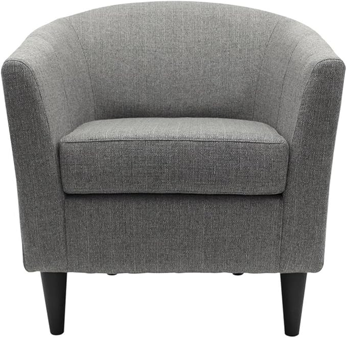 Pemberly Row Traditional Polyester Fabric Club Chair Gray Finish 32 H x 30.5 W x 27.5 D Padded Seat Classic Design Accent Chair for Living Room or Bedroom