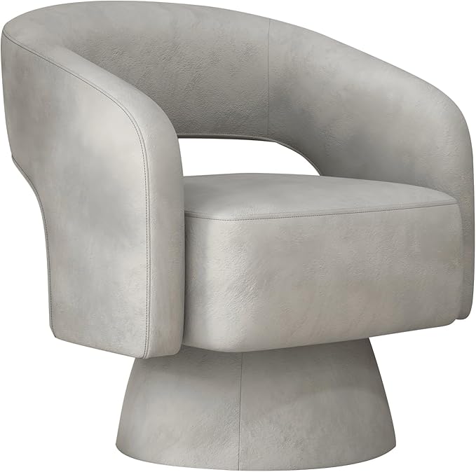 ANJ Swivel Accent Chair Modern Luxury Velvet Accent Chair Comfy Round Armchiars 360 Degree Swivel Barrel Chairs for Living Room Bedroom Office Grey