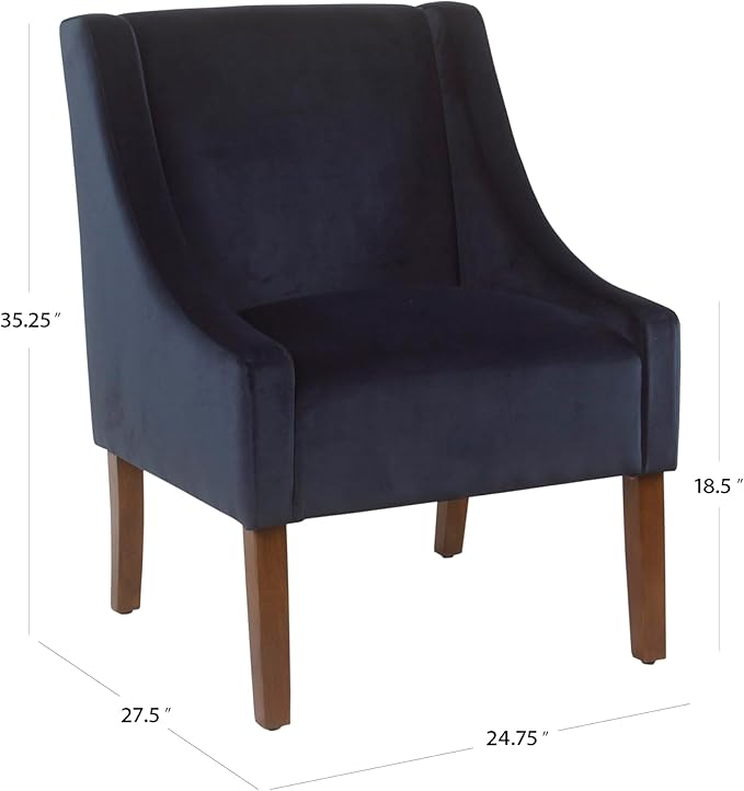 Homepop Home Decor | Upholstered Classic Swoop Arm Accent Chair | Accent Chairs for Living Room &amp Bedroom | Decorative Home Furniture Navy