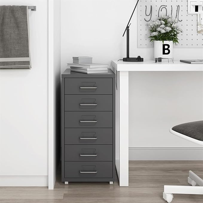 5 Drawer Mobile File Cabinet Drawer Cabinet Office Vertical Filing Cabinet Mobile Storage Cabinet Under Desk Storage(Color:B)