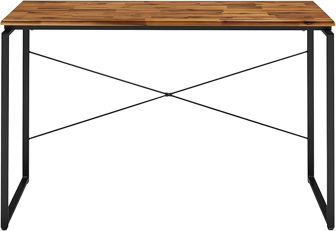 Penau Oak and Black Writing Desk Industrial Sled Base Rectangular Design for Home Office 47.5Inches Wide 22.5Inches Deep