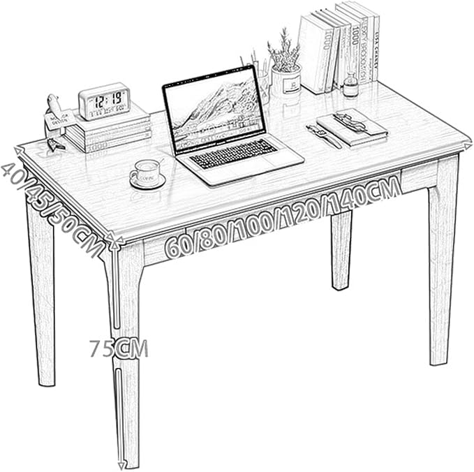 Solid Wood Computer Desk with DrawersMid-Century Modern Home Office DeskWooden Writing DeskSimple Study Table Laptop Desk Workstation for Bedroom(60x40x75cm(24x16x30inch) B)