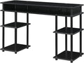 Convenience Concepts Designs2Go No Tools Desk Home Office Desk with Shelves Corner Shelf Vanity Desk Computer Desk Nail Table for Nail Tech - 47.25 L x 15.75 W x 30 H Black/Black