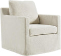 Modway Serene Swivel Accent Armchair in Salt - Modern Fabric Upholstered Chair - Slipcovered Armchair - Swivel Chair for Living Room or Bedroom