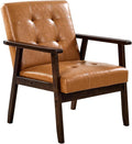 VEVOR Accent Chair Mid Century Modern Armchair with Solid Wood Frame and Non-Slip Legs Upholstered Leisure Chair with PU Leather and Soft Cushion for Living Room Bedroom Office