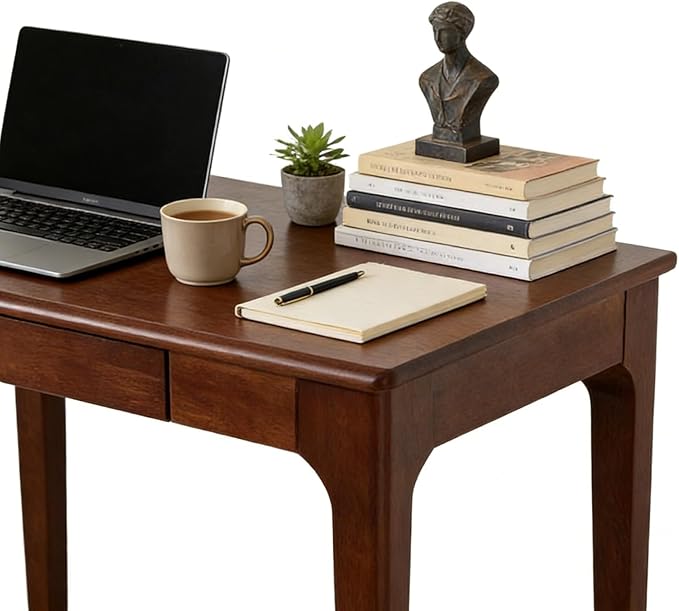 Solid Wood Desk with Drawers Home Office Desk for Small Spaces Wooden Computer Table Gaming Work or Study Desk Student PC Desk for Bedroom Easy to Assemble ﻿