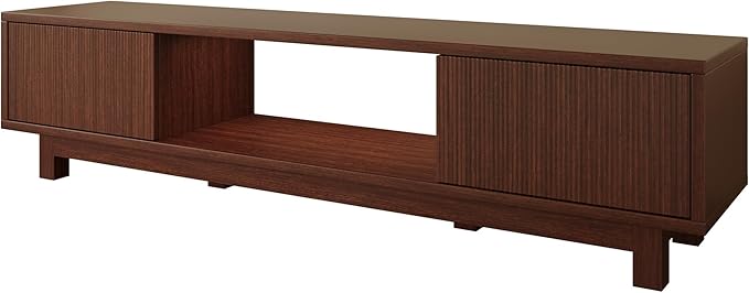 Maggym 70″ TV Stand with Storage Modern Media Console with 2 Doors and Open Shelves Entertainment Center for Living Room Walnut