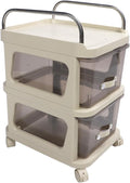 Rolling File Cabinet with Drawers Multifunctional Mobile Filing Cabinet Storage Cabinet with Wheels Large Space for Home Office (2 Tier)
