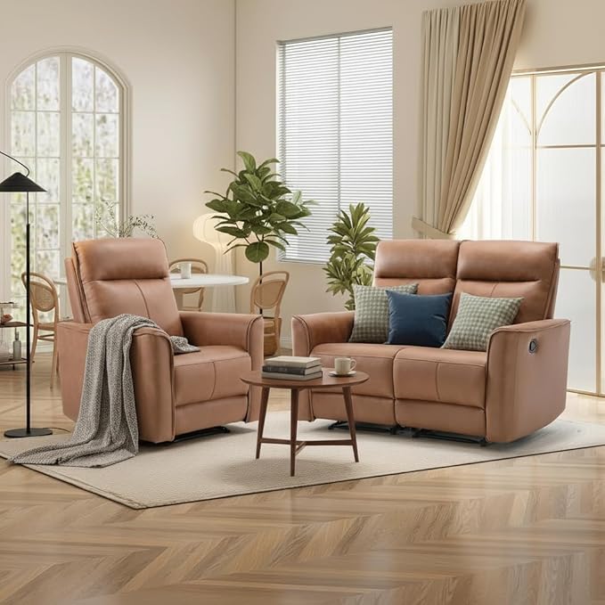 CANMOV Manual Recliner Sofa Furniture Set for Living Room Included Leathaire Nursing Chairs Swivel Glider Recliners Wall-Hugger 2 Seat Reclining Loveseat Modern Double Reclining Sofa Couch 1+2