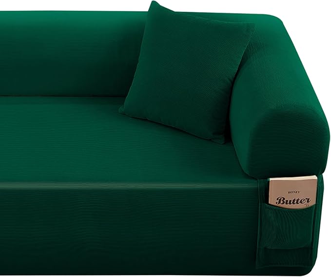 AC Pacific 3-Seater Sofa with Pillows &amp Storage – Low-Profile Hybrid Design Pocketed Springs &amp High-Density Foam Green Fabric Couch for Living Room Apartment Green