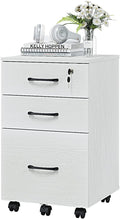 Panana 3 Drawer Wood Mobile File Cabinet Under Desk Storage Drawers Small File Cabinet for Home Office (White)