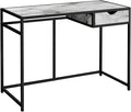 Computer Desk Home Office Laptop Storage Drawer 42 l Work White Marble Look Laminate Black Metal Contemporary Modern