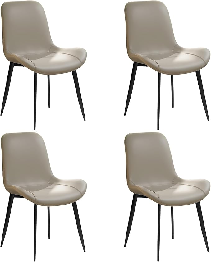 Dining Chair Set of 4 Faux Leather Accent Side Chair with Padded Back Metal Legs for Living Room for Living Room Bedroom Offices