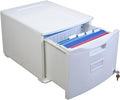 Storex Plastic One-Drawer File Cabinet – Locking Document Organizer for Home and Office White 1-Pack (61271A01C)