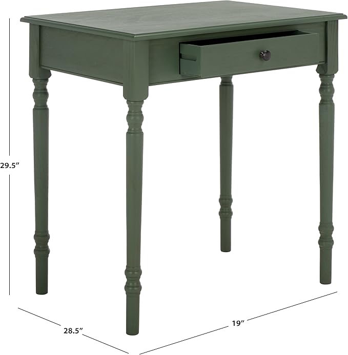 SAFAVIEH Home Collection – Arina Dusty Green Writing Desk 1-Drawer Traditional Desk Classic Home Office Design (DSK5710G)