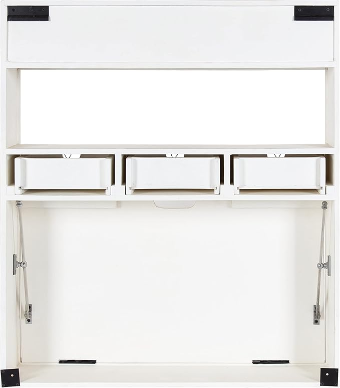 Kate and Laurel Georgie Rustic Wood Floating Desk 26 x 6 x 30 White Transitional Computer Desk for Home Office with Folding Design
