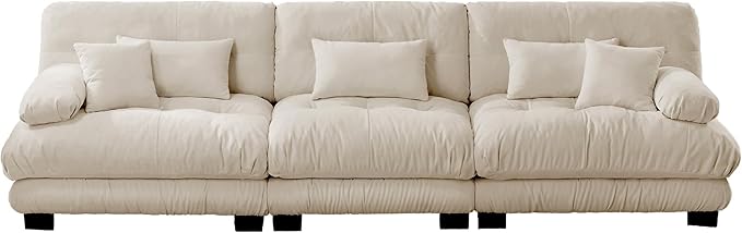 133.8 Modular Sectional Sofa Deep Seat Cloud Couch Chenille 3 Seater Cloud Sectional Couch for Living Room Apartment Studio OfficeLight Coffee