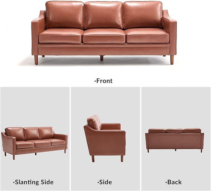 Kingfun Living Room Furniture Sets 3 Seater Couch and Loveseat Mid Century Modern Sofa Set Faux Leather Couch with Solid Wood Frame for Living Room &amp Bedroom Dark Brown