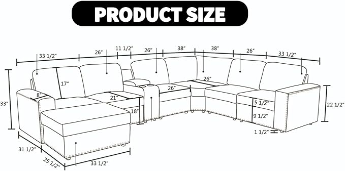 L Shaped Couch Sectional Couches for Living Room Comfy Modular Sectional Sofa with Ottoman Modern Living Room Furniture Sets Loveseat for Bedroom &amp Office Grey