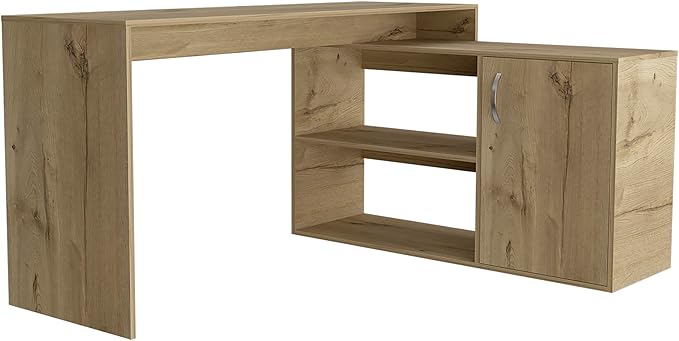 L-Shaped Desk Extended Desk Computer Desk Office Desk Writing Work Study Table for Home Office Light Oak