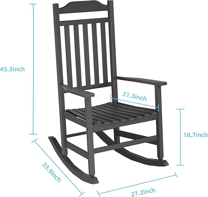 EasyUp Patio Rocking Chair OutdoorSet of 4Weather Resistant Poly Resin Oversized Porch RockerHigh Back Smooth DesignIndoor Outdoor Use