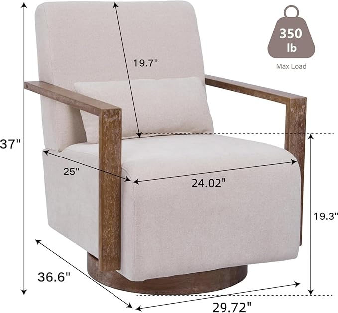 Chifee &amp Vingol 29.72 Swivel Accent Arm Chair Mid Century Modern Living Room Chair Set of 2 with Solid Wood Base &amp ArmrestBeige
