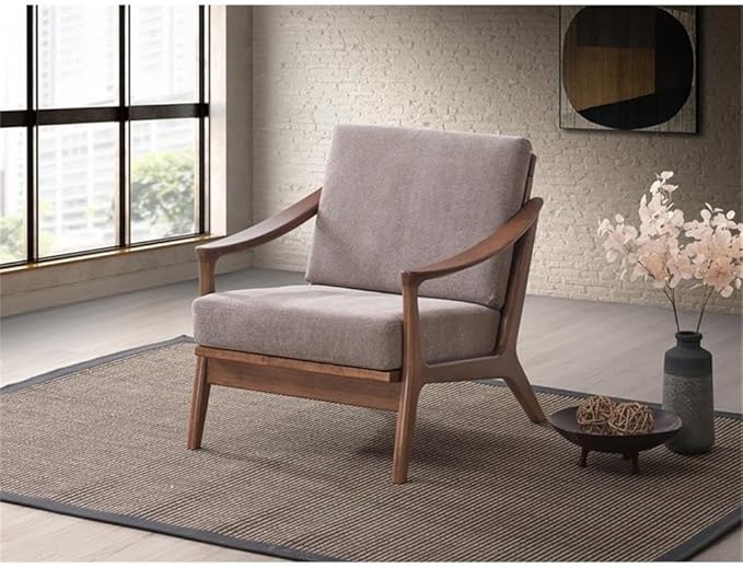 Acme Furniture Lide Upholstered Fabric &amp Wood Accent Chair in Brown