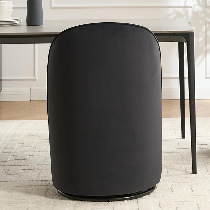 KEIKI Upholstered Swivel Barrel Chair Mid-Century Modern Velvet Accent Armchair for Living Room Bedroom Makeup Vanity 360° Rotating Sofa Chair Dark Gray