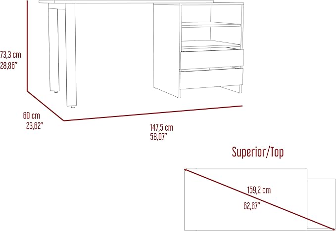 Light Gray 2-Drawer 2-Shelf Writing Desk - Home Office Desk &amp Storage Combo - Versatile Display &amp Organization