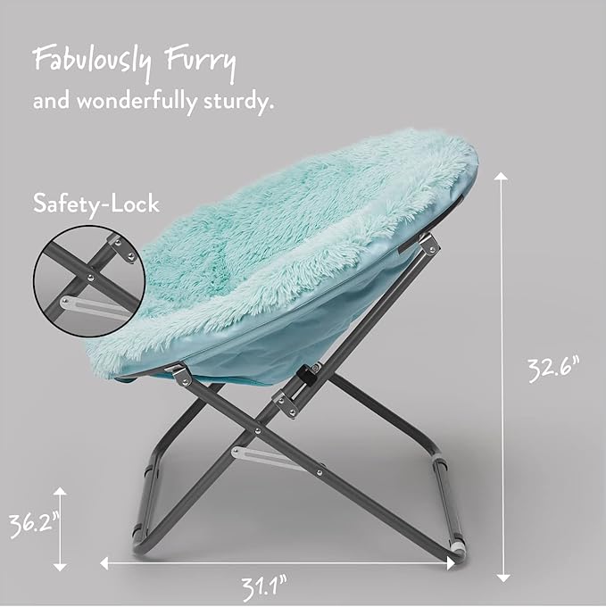 Urban Lifestyle Oversized Mongolian Faux Fur Saucer Chair Aqua