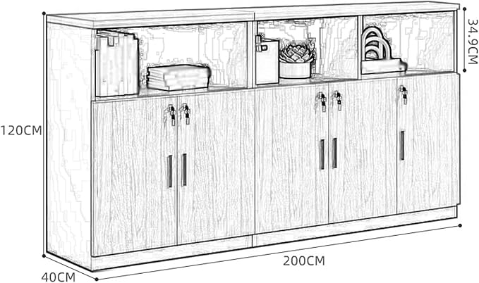 Office Short Cabinet with Lock File Office Data Filing Cabinets(B200x40x120cm)