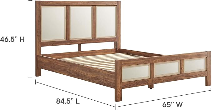 Modway Capri Mid-Century Modern Queen Size Bed in Walnut with Headboard and Footboard