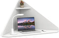 GOFLAME Floating Corner Desk Wall Mounted Triangular Computer Desk w/Storage Shelf Space-Saving Design 90° Wooden Floating Home Office Desk for Writing Working Studying (White)