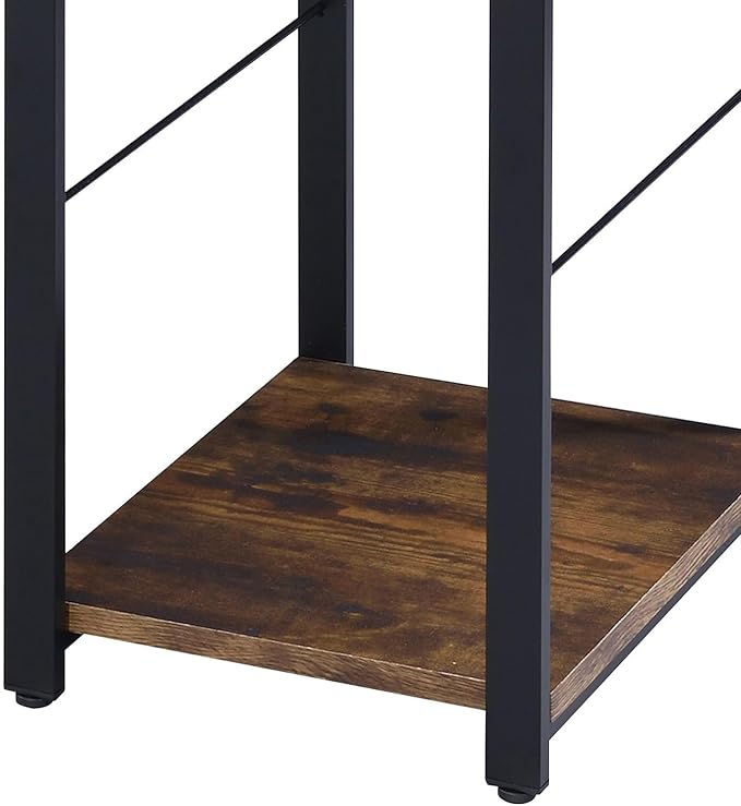 Weathered Oak and Black 2-Shelf Rectangular Writing Work Study Desk Metal Base for Home Office Modern