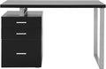 LOKATSE HOME Computer Desk with Drawers File Cabinet-Reversible Set Up Office Writing Study Desks Furniture Silver Metal Frame 47
