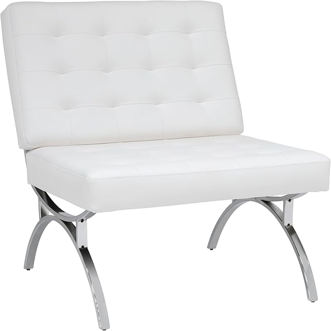 Newel Modern Accent Chair in Blended Leather Chrome/White