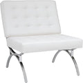 Newel Modern Accent Chair in Blended Leather Chrome/White