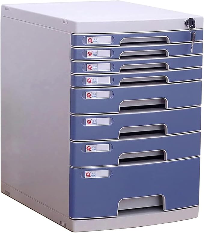 Desktop Filing Cabinet 8 Drawer with Key Mobile File Cabinets Extension Organizer (Color : Grey Size : 11.61x15.51x16.92inch)